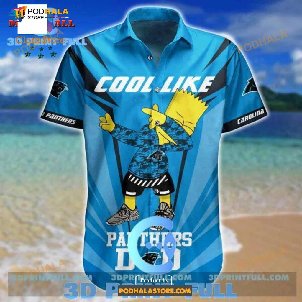 Carolina Panthers Cool Aloha Shirt With Fun Cartoon Character Design