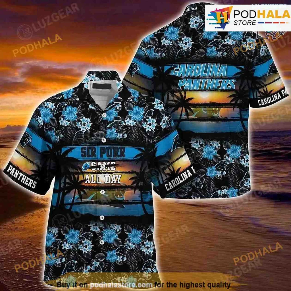 Carolina Panthers Floral Hawaiian Shirt Featuring Sir Pure All Day Design