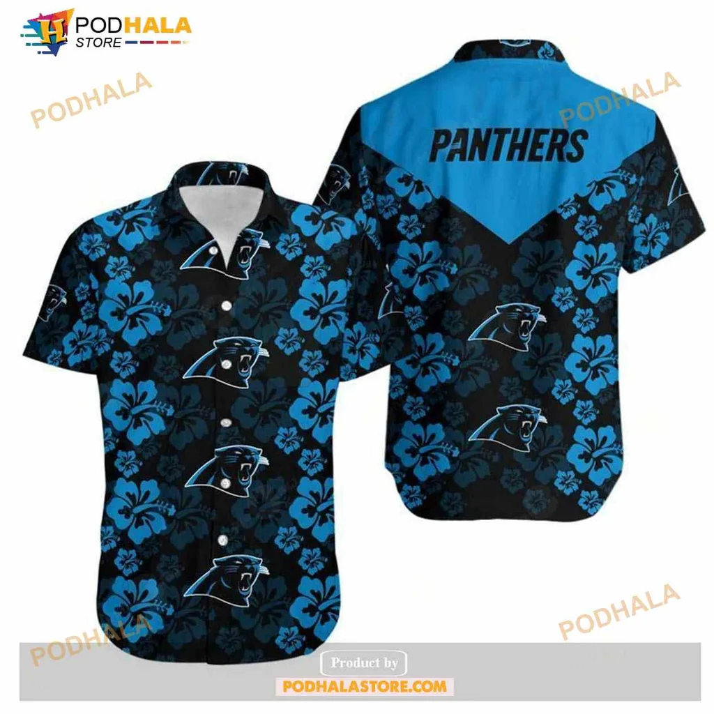Carolina Panthers Floral Hawaiian Shirt With Hibiscus Design