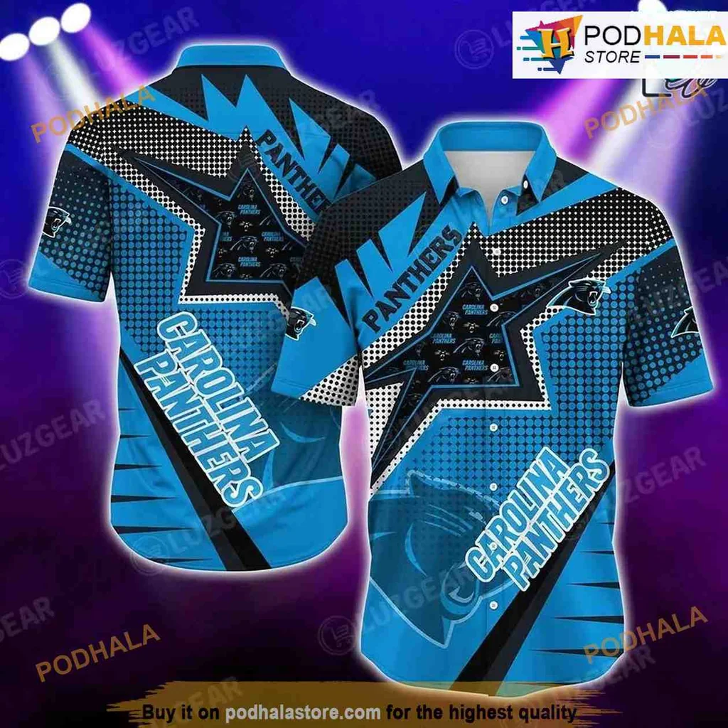 Carolina Panthers Hawaiian Shirt Featuring Bold Team Logo And Colors