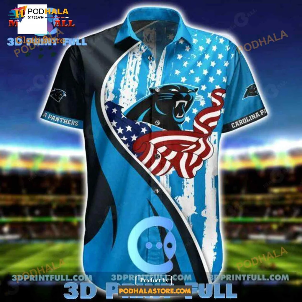 Carolina Panthers Hawaiian Shirt With Bold Black Panther Design