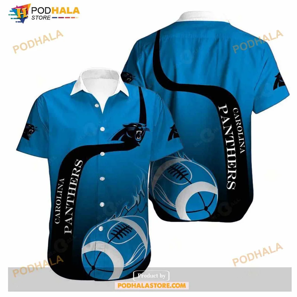 Carolina Panthers Hawaiian Shirt With Bold Logo And Football Graphic