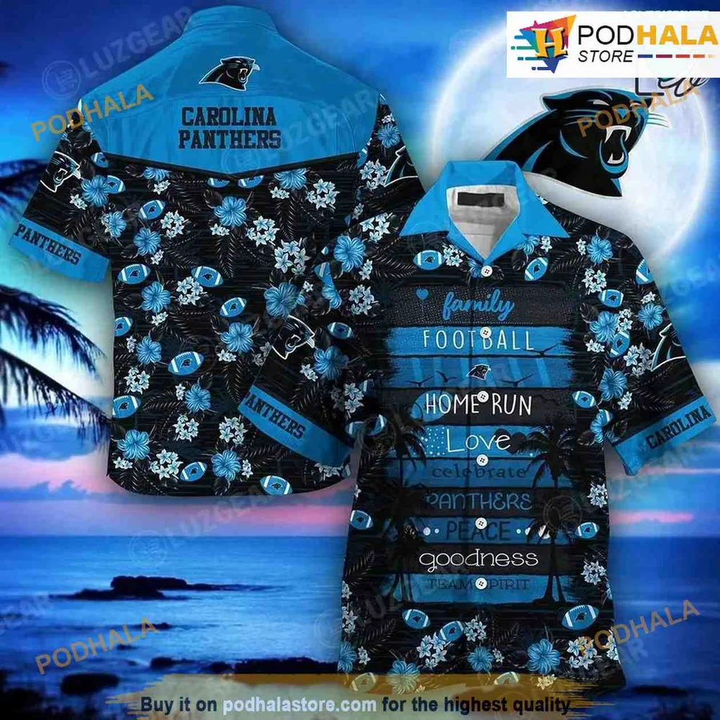 Carolina Panthers Hawaiian Shirt With Tropical Floral Design