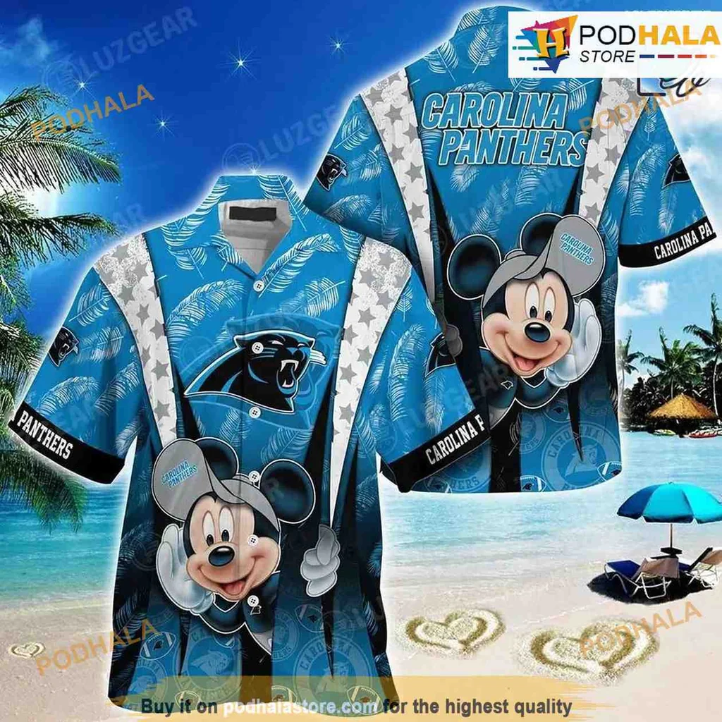 Carolina Panthers Mickey Hawaiian Shirt With Tropical Pattern