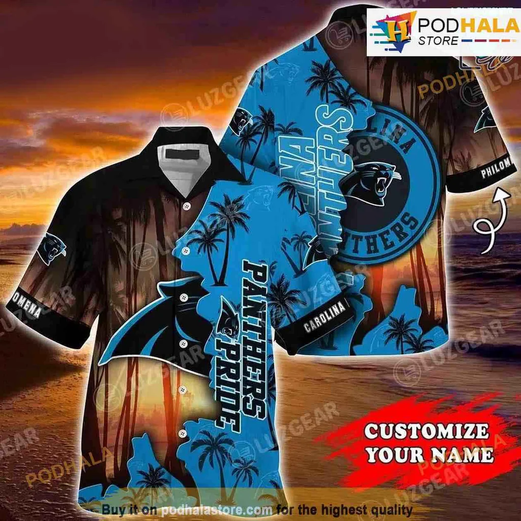 Carolina Panthers Pride Hawaiian Shirt With Tropical Sunset Design