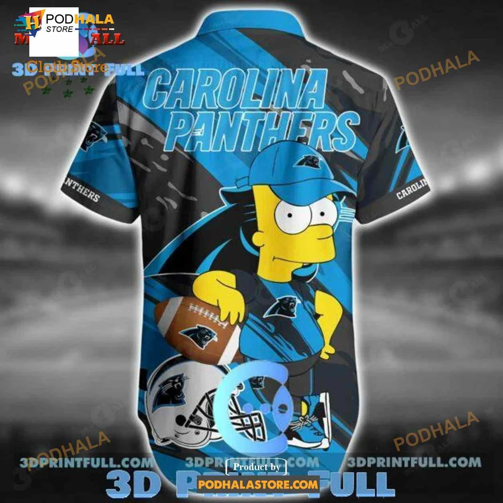 Carolina Panthers Summer Aloha Shirt With Bold Blue Stripes Carolina Panthers Summer Aloha Shirt With Bold Blue Stripes