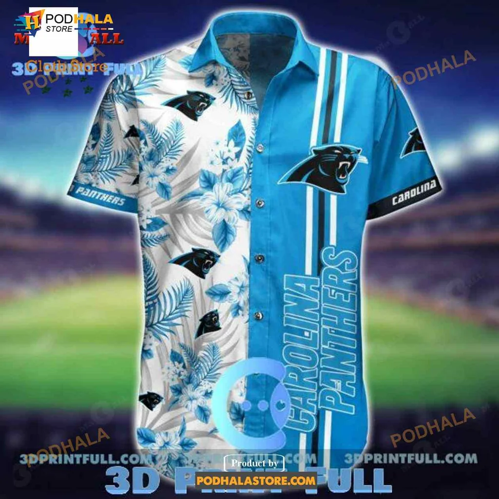 Carolina Panthers Tropical Hawaiian Shirt With Floral Design