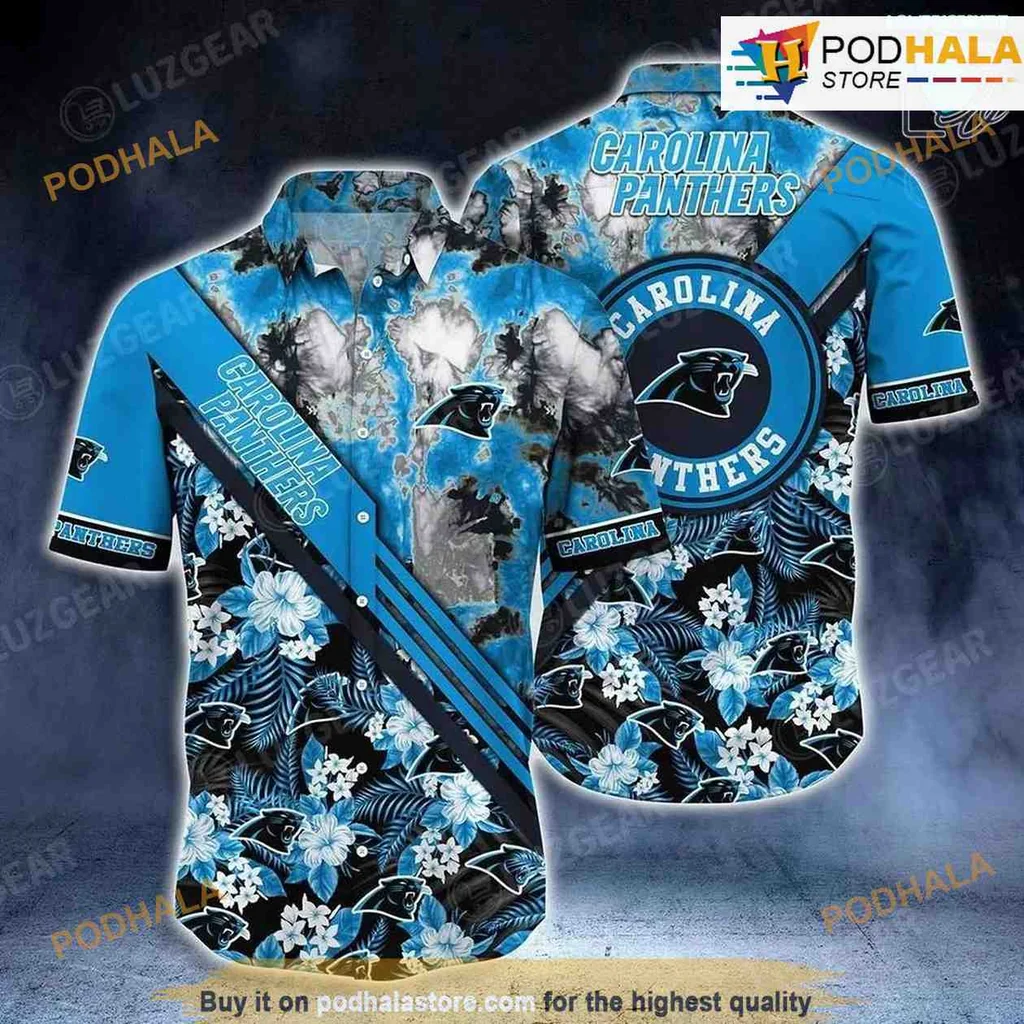 Carolina Panthers Tropical Hawaiian Shirt With Vibrant Floral Design