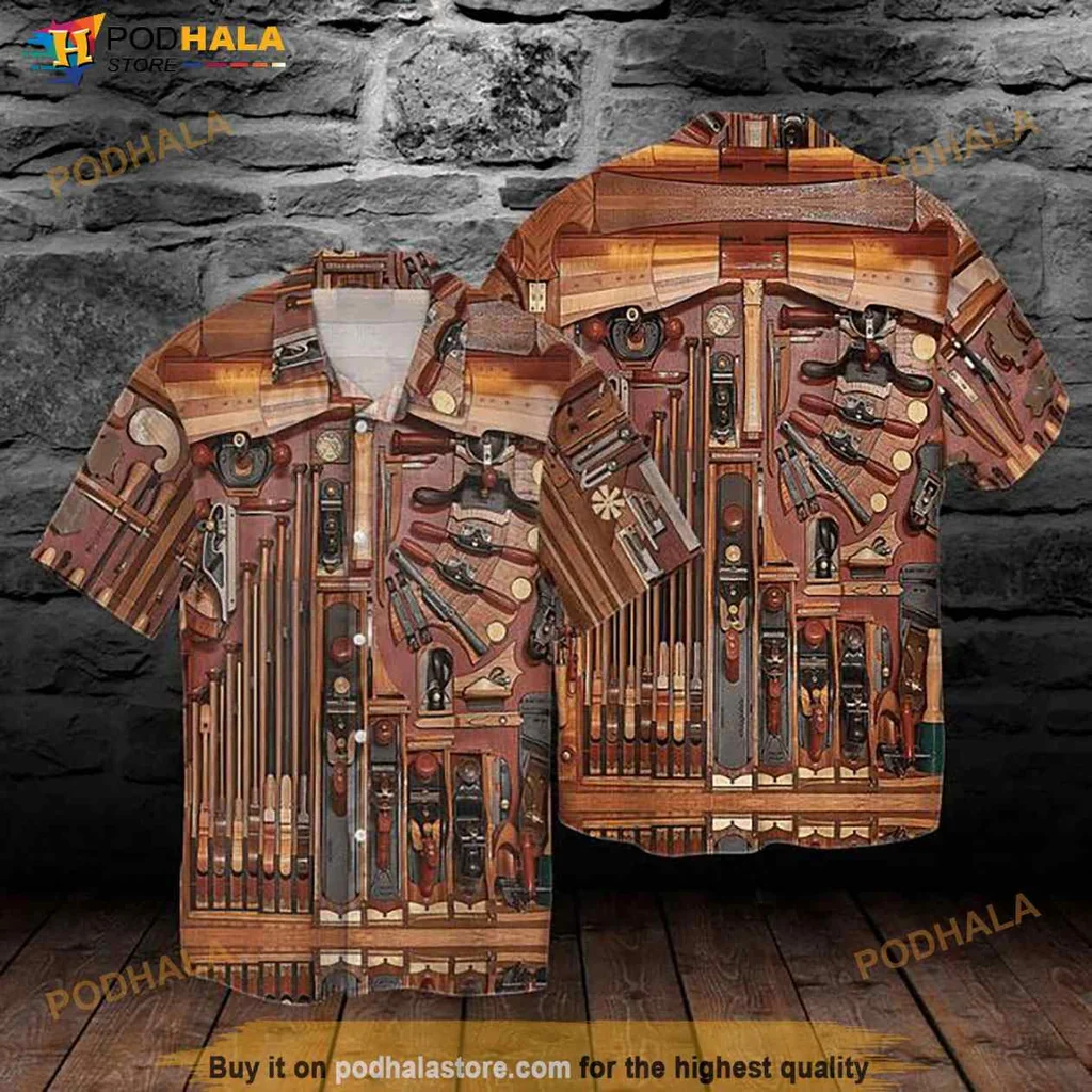 Carpenter Lover Hawaiian Shirt With Woodworking Tools Design