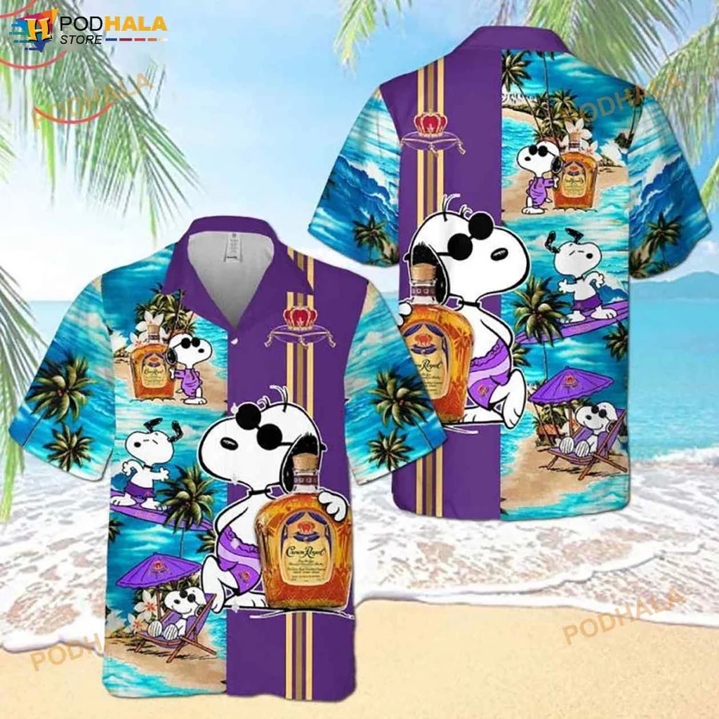 Cartoon Dog Beach Hawaiian Shirt With Whiskey And Tropical Vibes