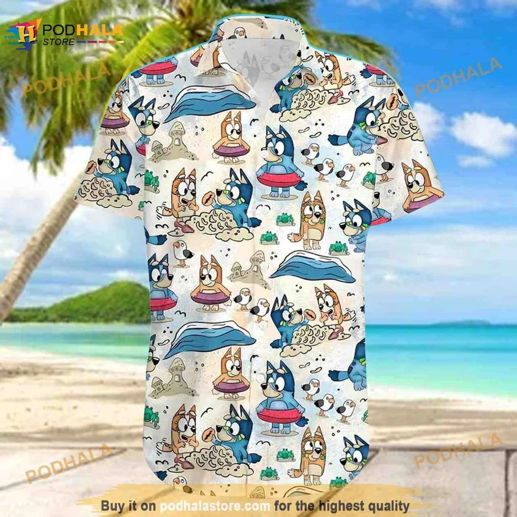 Cartoon Dog Summer Hawaiian Shirt, Playful Dogs In Summer Activities