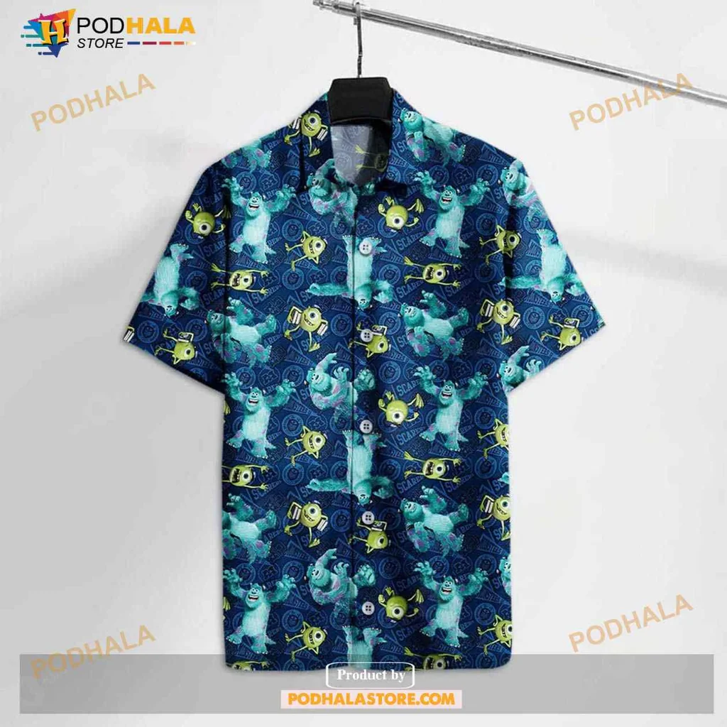 Cartoon Monster Funny Hawaiian Shirt With Vibrant Colors And Whimsical Design