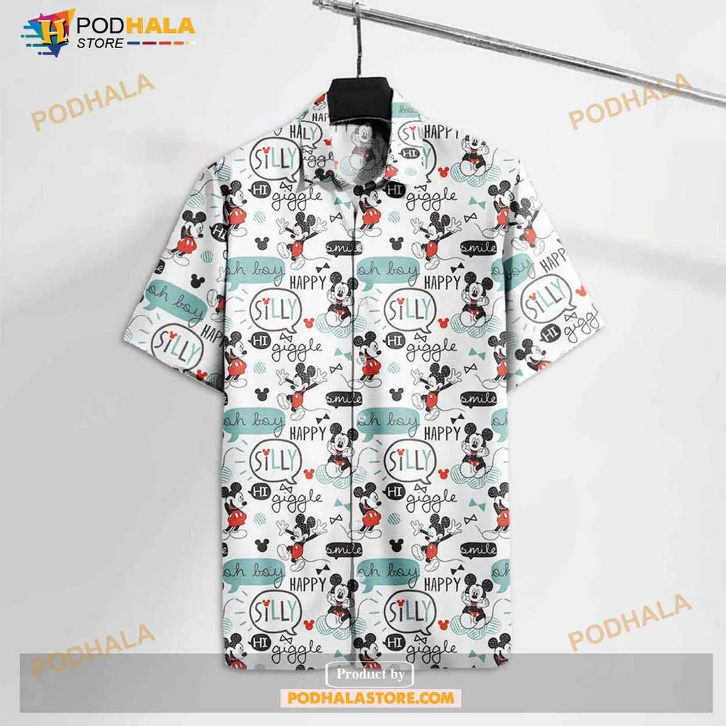 Cartoon Mouse Aloha Shirt With Playful Poses And Bright Colors