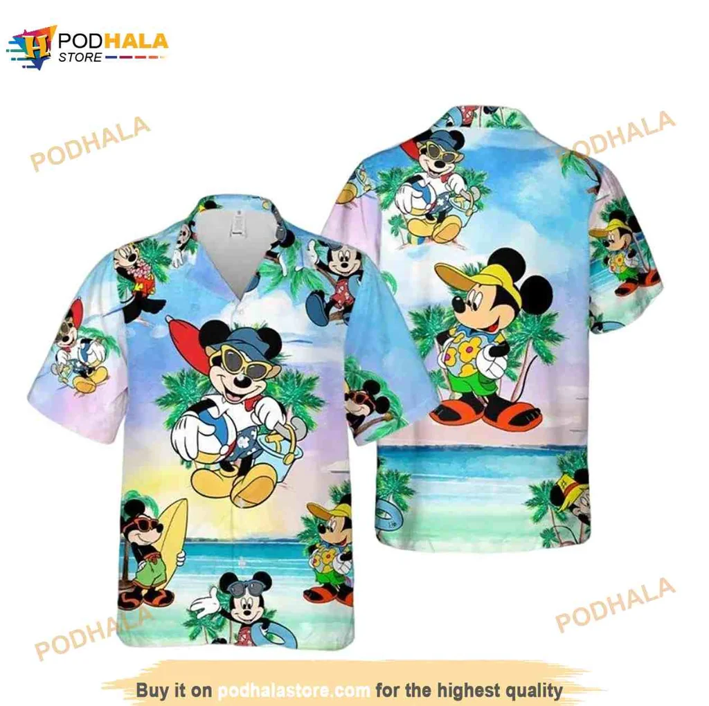 Cartoon Mouse Vacation Hawaiian Shirt With Tropical Design