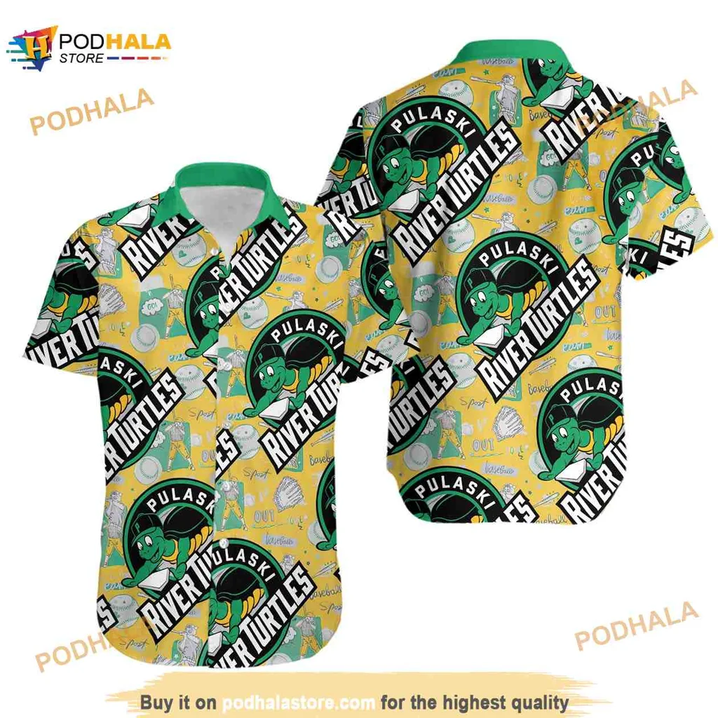 Cartoon River Turtles Hawaiian Shirt, Playful Aloha Design