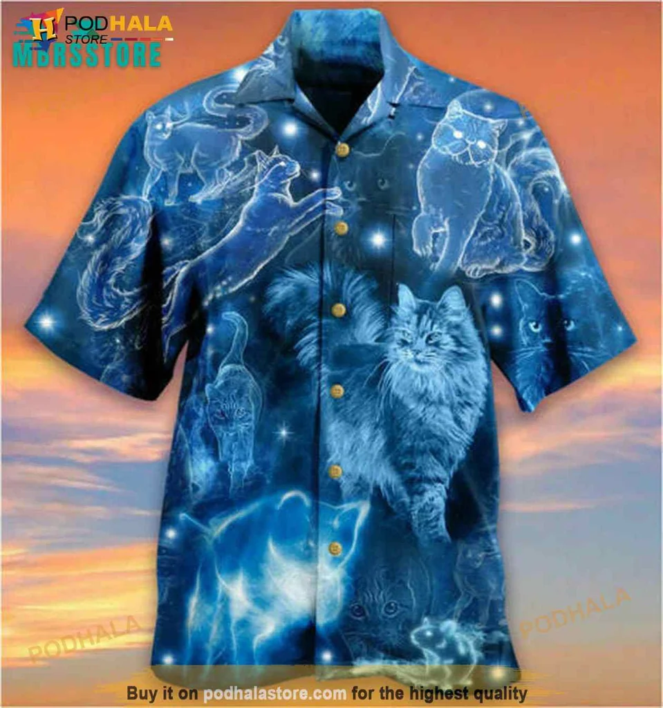 Cats Beach Vintage Hawaiian Shirt With Playful Cat Illustrations