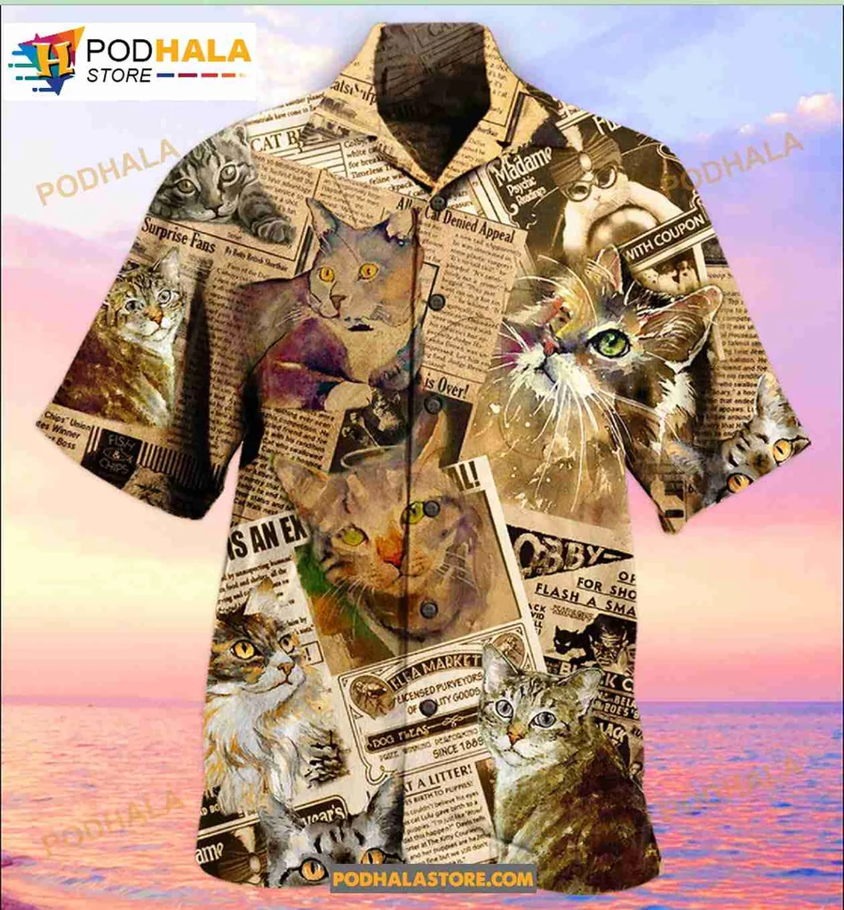 Cats Lover Hawaiian Shirt With Vibrant Cat Faces And Whimsical Design