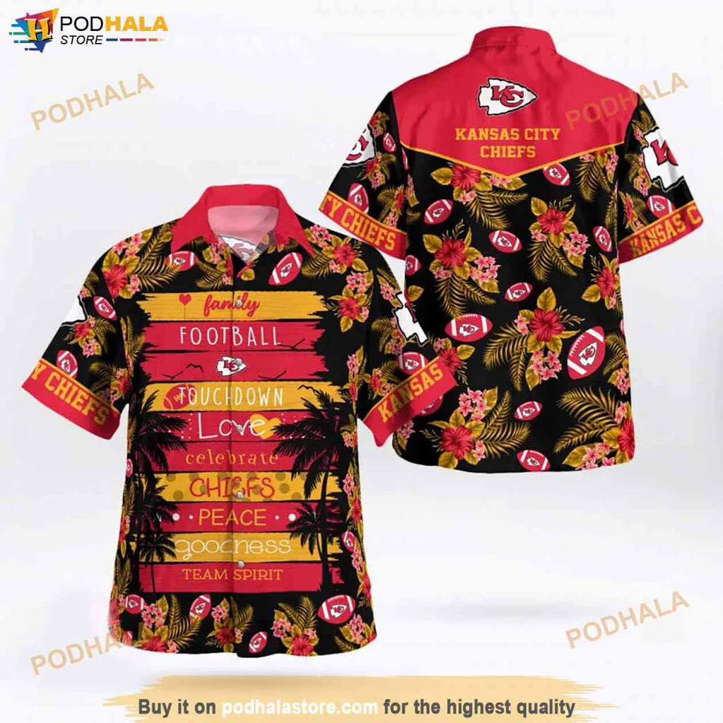 Celebratory Kansas City Chiefs Hawaiian Shirt, Vibrant Family Football Love Design