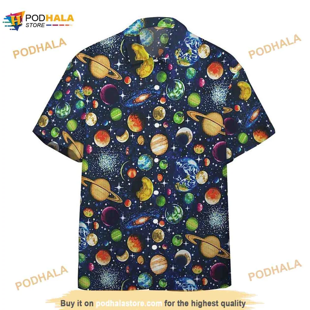 Celestial Bodies Space Aloha Shirt With Planets And Stars
