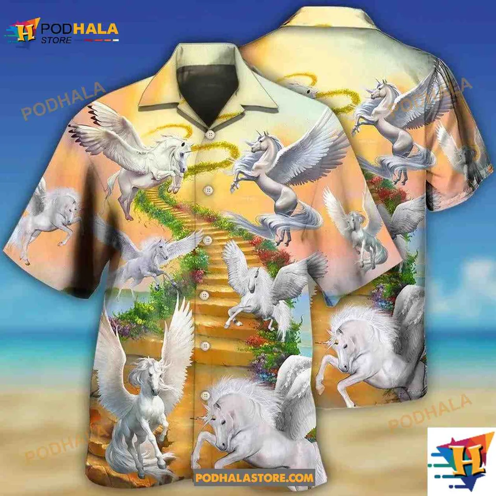 Celestial Unicorn Hawaiian Shirt, Whimsical Design For Horse Lovers