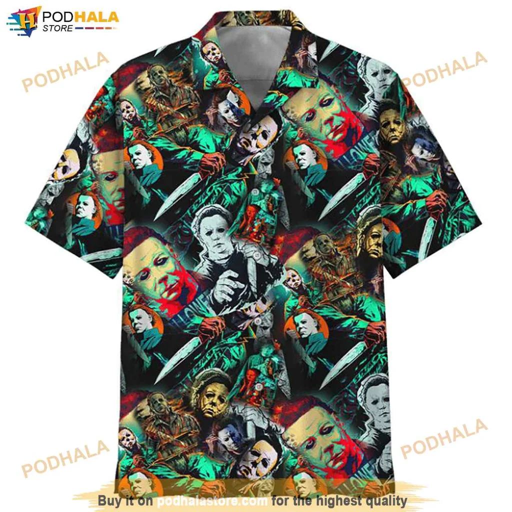 Chaotic Horror Characters Hawaiian Shirt, Jason Voorhees Tropical Shirt For Men