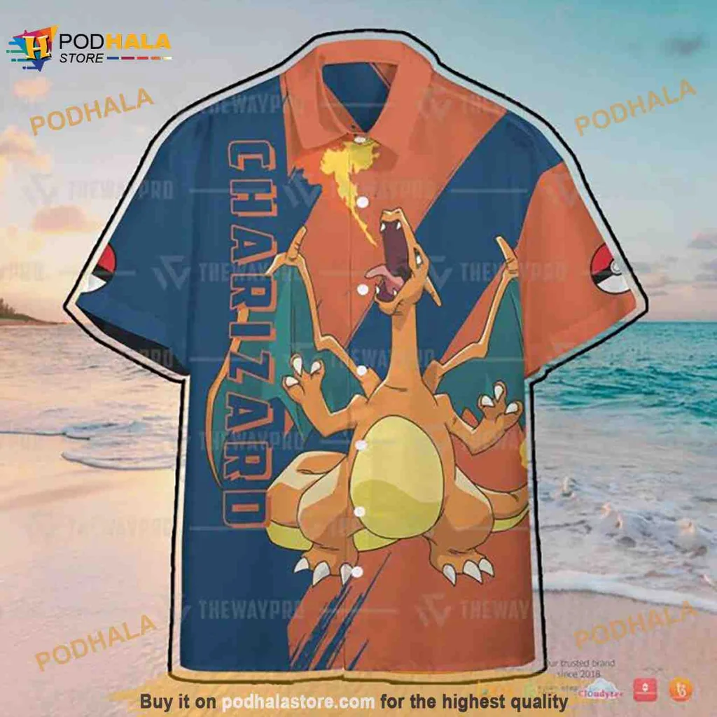 Charizard Pokemon Aloha Shirt With Vibrant Illustration And Playful Design