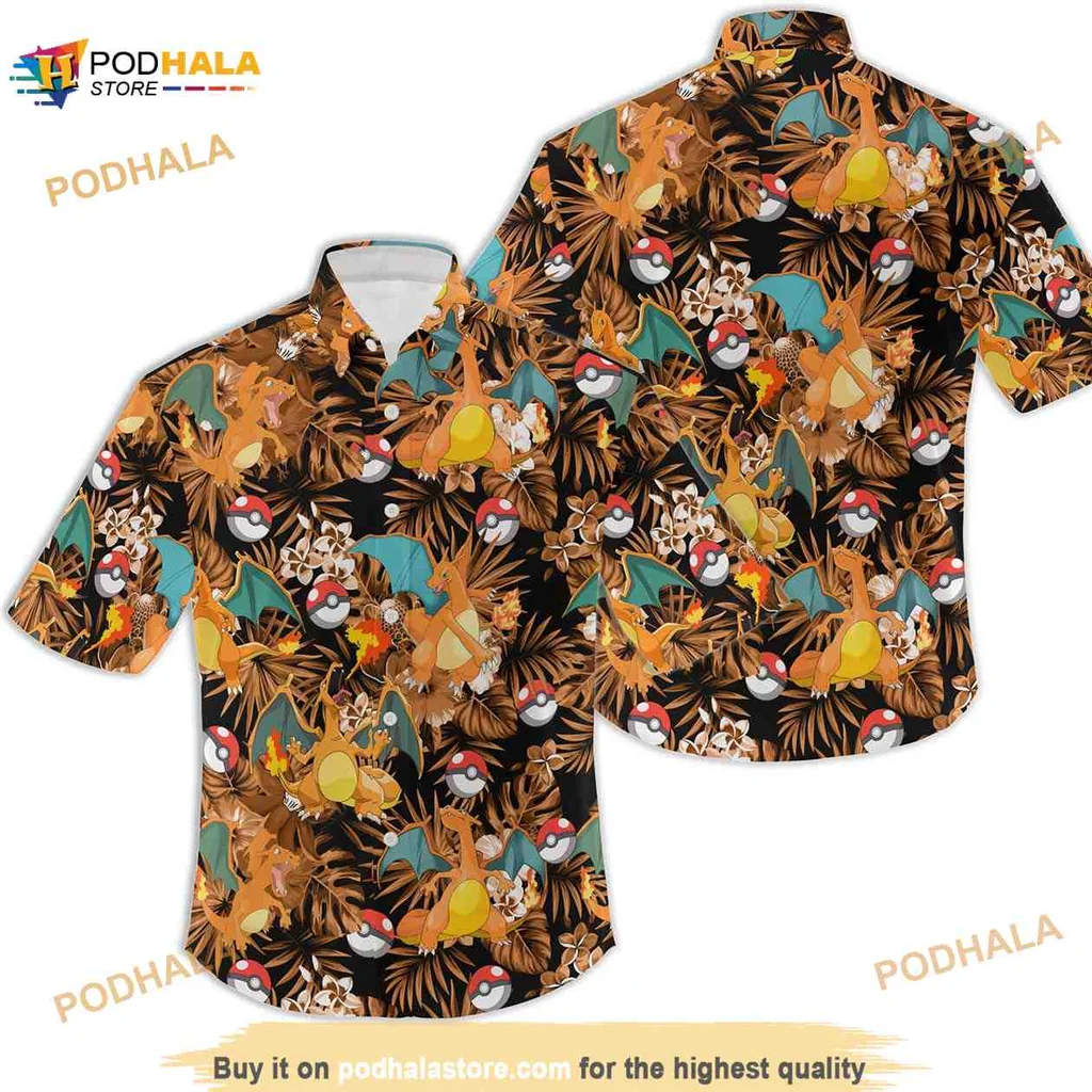 Charizard Pokemon Hawaiian Shirt With Vibrant Tropical Design