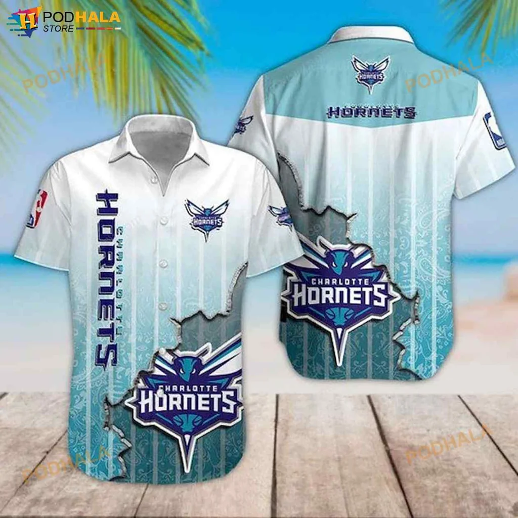 Charlotte Hornets Hawaiian Shirt With Vibrant Logo And Tropical Design