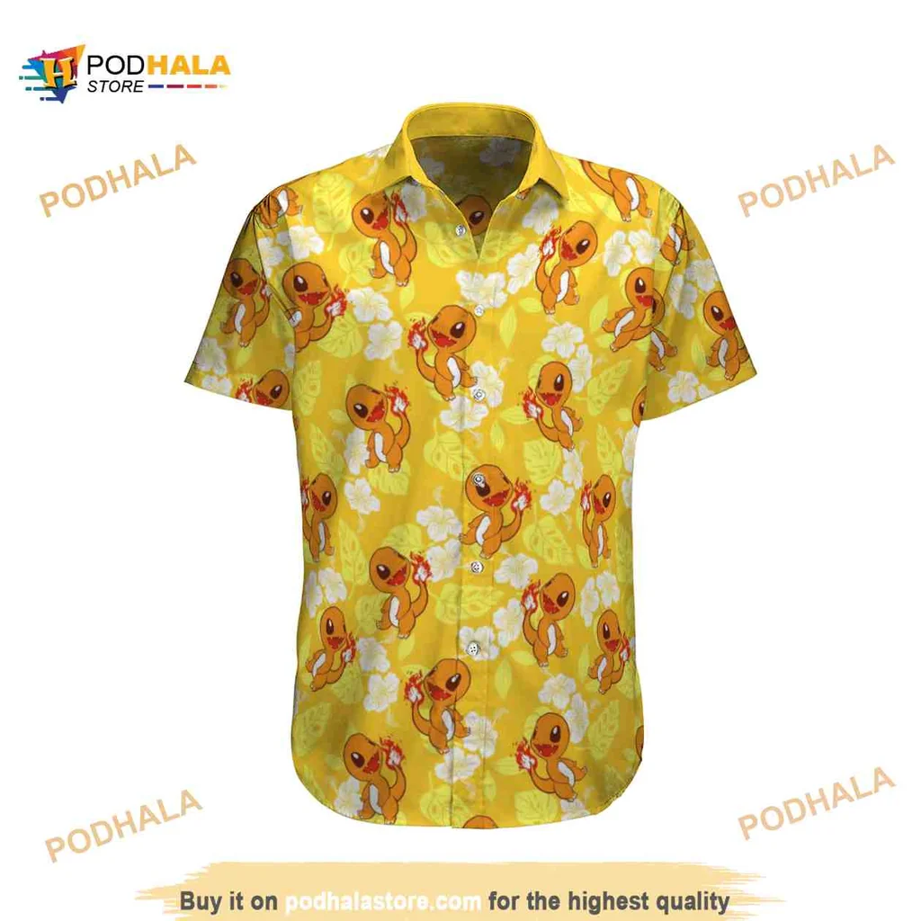 Charmander Tropical Beach Hawaiian Shirt With Vibrant Design