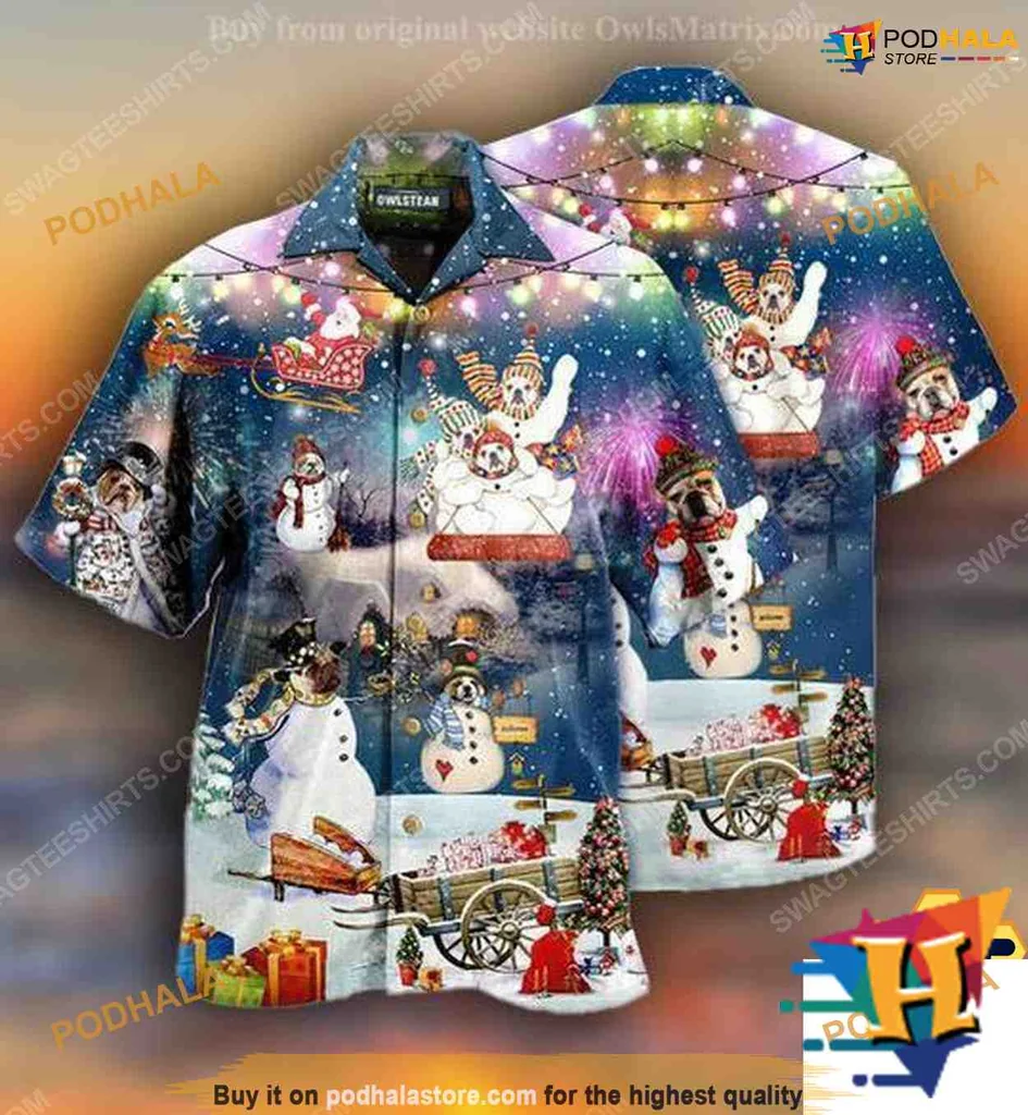 Cheerful Snowmen Winter Hawaiian Shirt, Festive Holiday Apparel