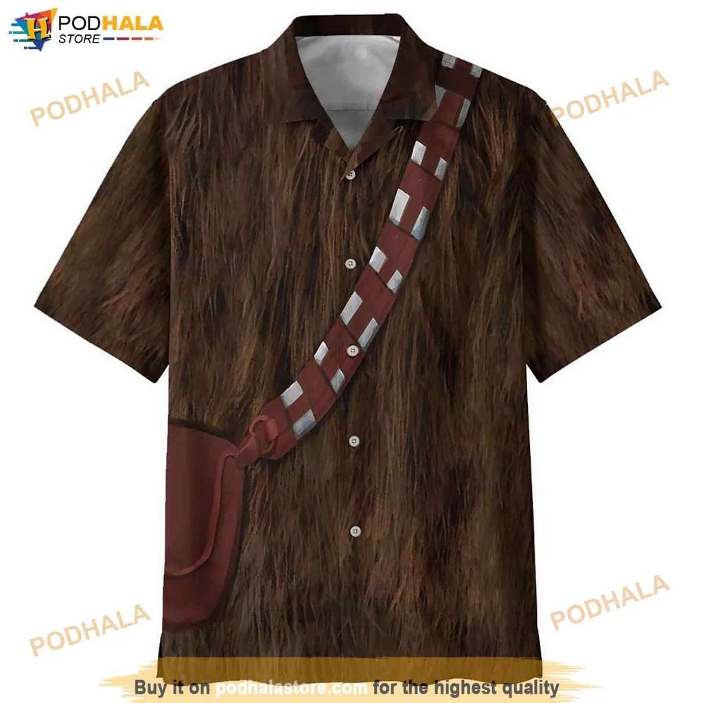 Chewbacca Tropical Hawaiian Shirt, Fun Cosplay Design With Bandolier Strap