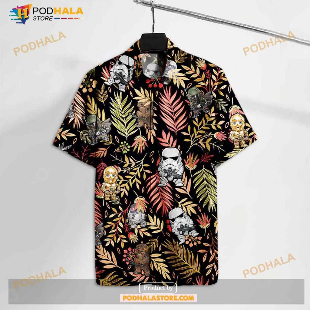Chibi Trooper Hawaiian Shirt Featuring Chewbacca And Robots