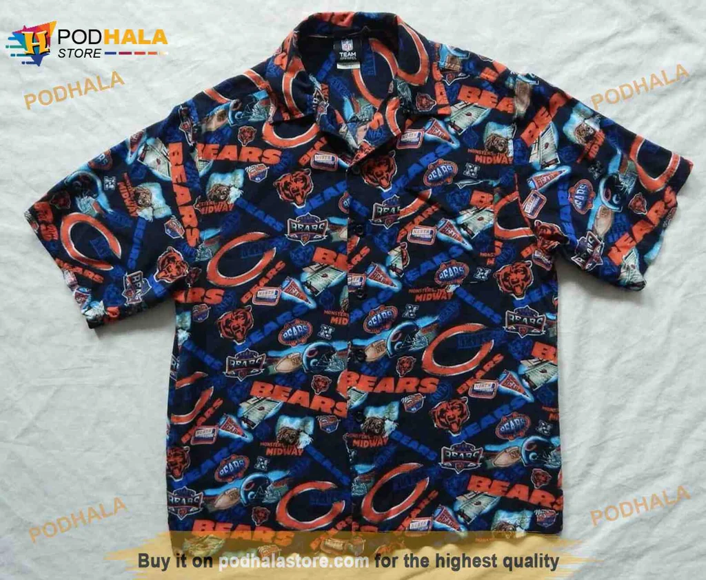 Chicago Bears Aloha Shirt Featuring Iconic Team Logo And Colors