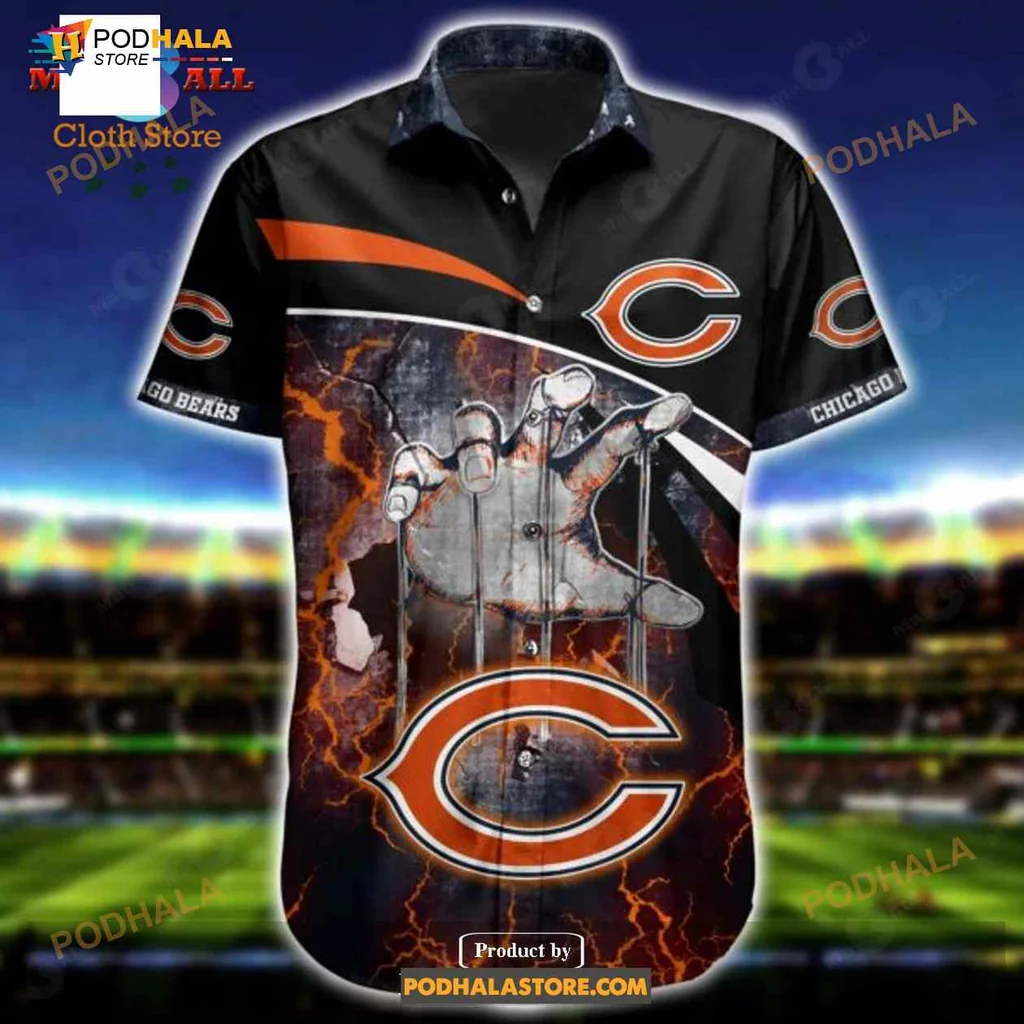 Chicago Bears Funny Hawaiian Shirt With Bold Hand Graphic