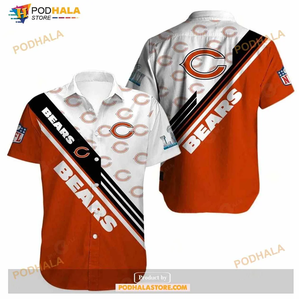 Chicago Bears Funny Hawaiian Shirt With Bold Orange And White Design