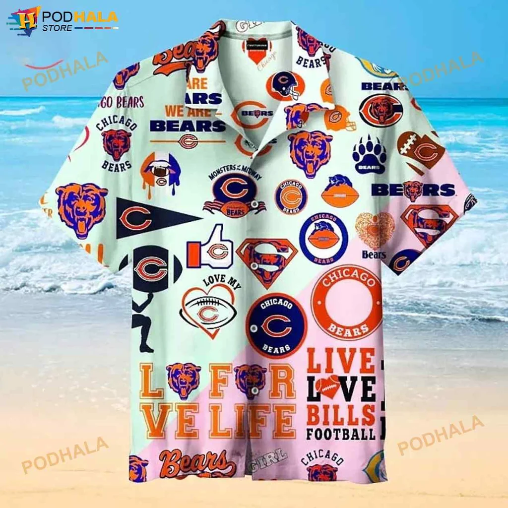 Chicago Bears Funny Hawaiian Shirt With Vibrant Team Logo And Slogans