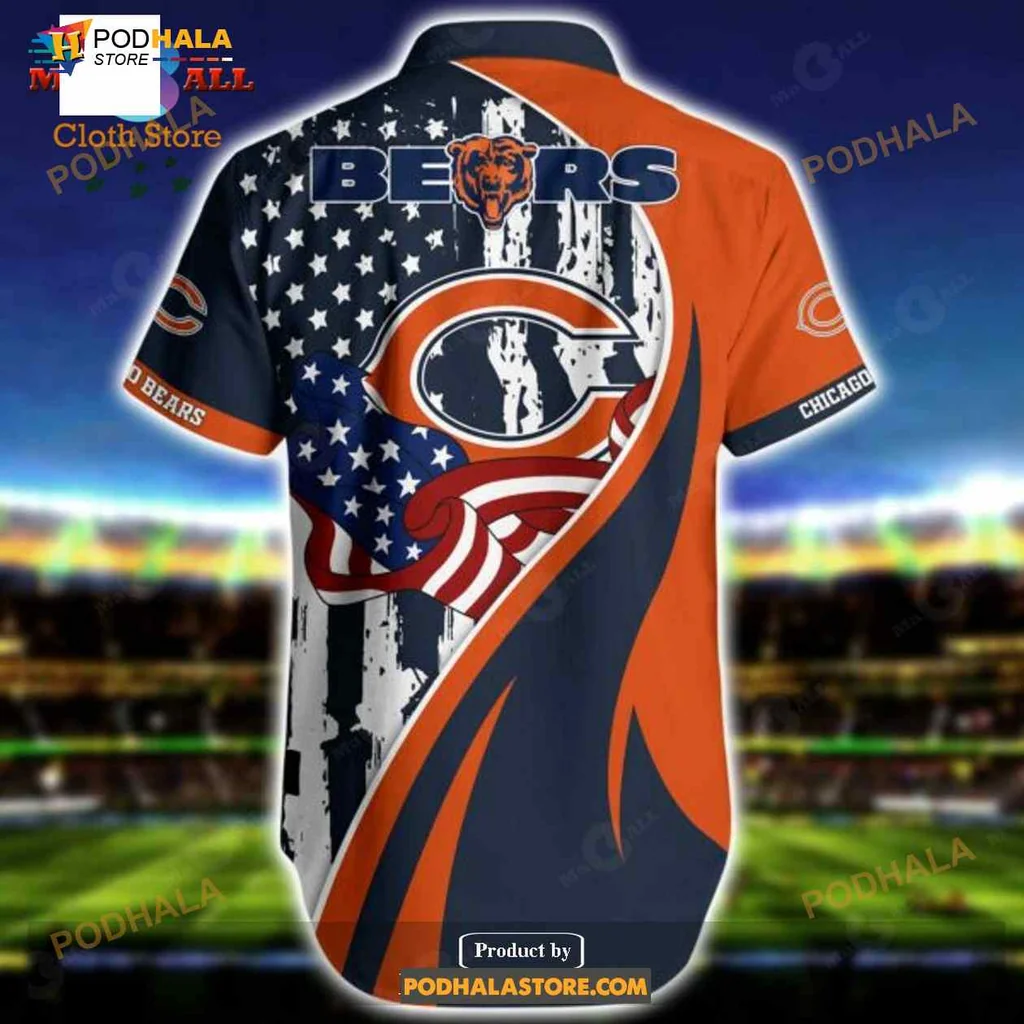 Chicago Bears Patriotic Hawaiian Shirt Featuring Bold Logo And Colors