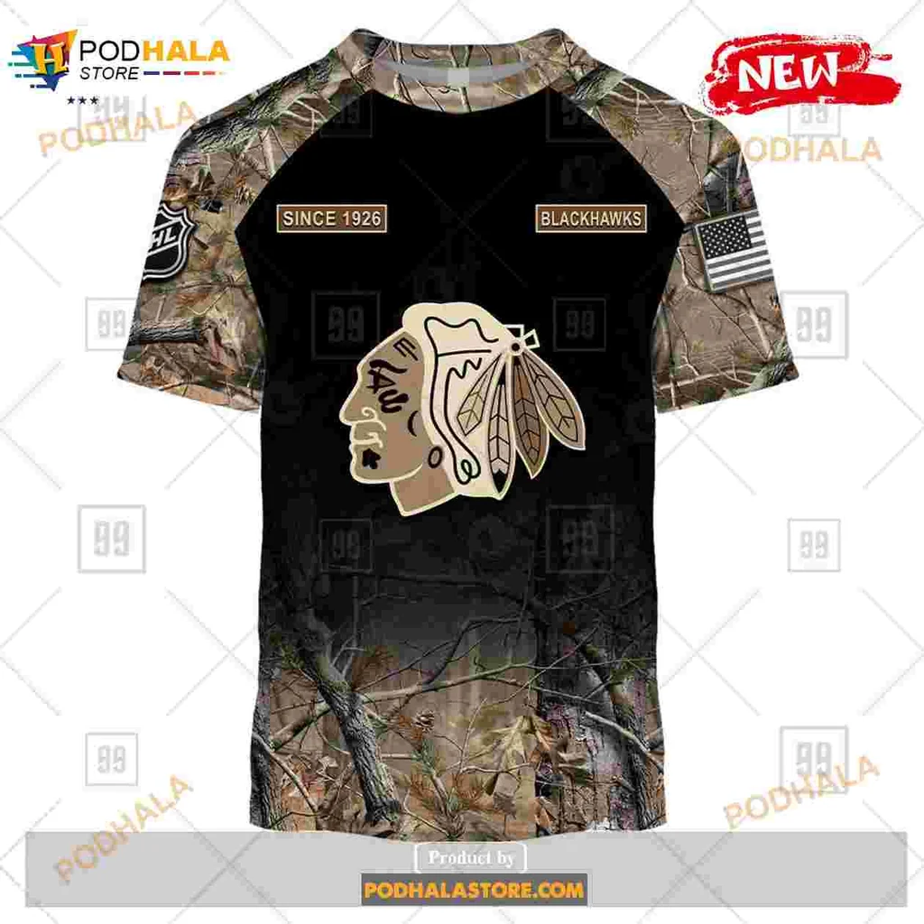 Chicago Blackhawks Camouflage AOP Hoodie With Custom Name Option Chicago Blackhawks Camouflage AOP Hoodie With Custom Name Option