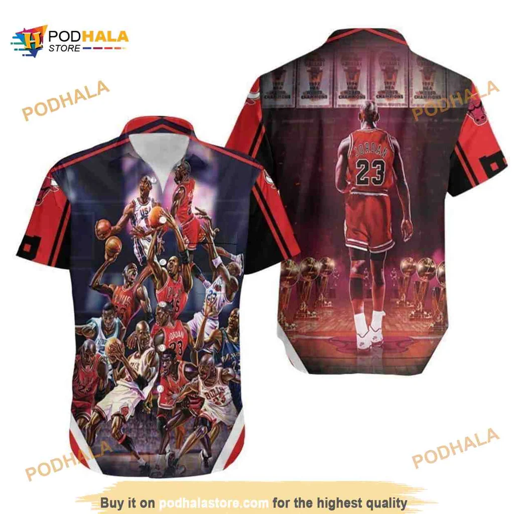 Chicago Bulls Basketball Aloha Shirt Featuring Michael Jordan