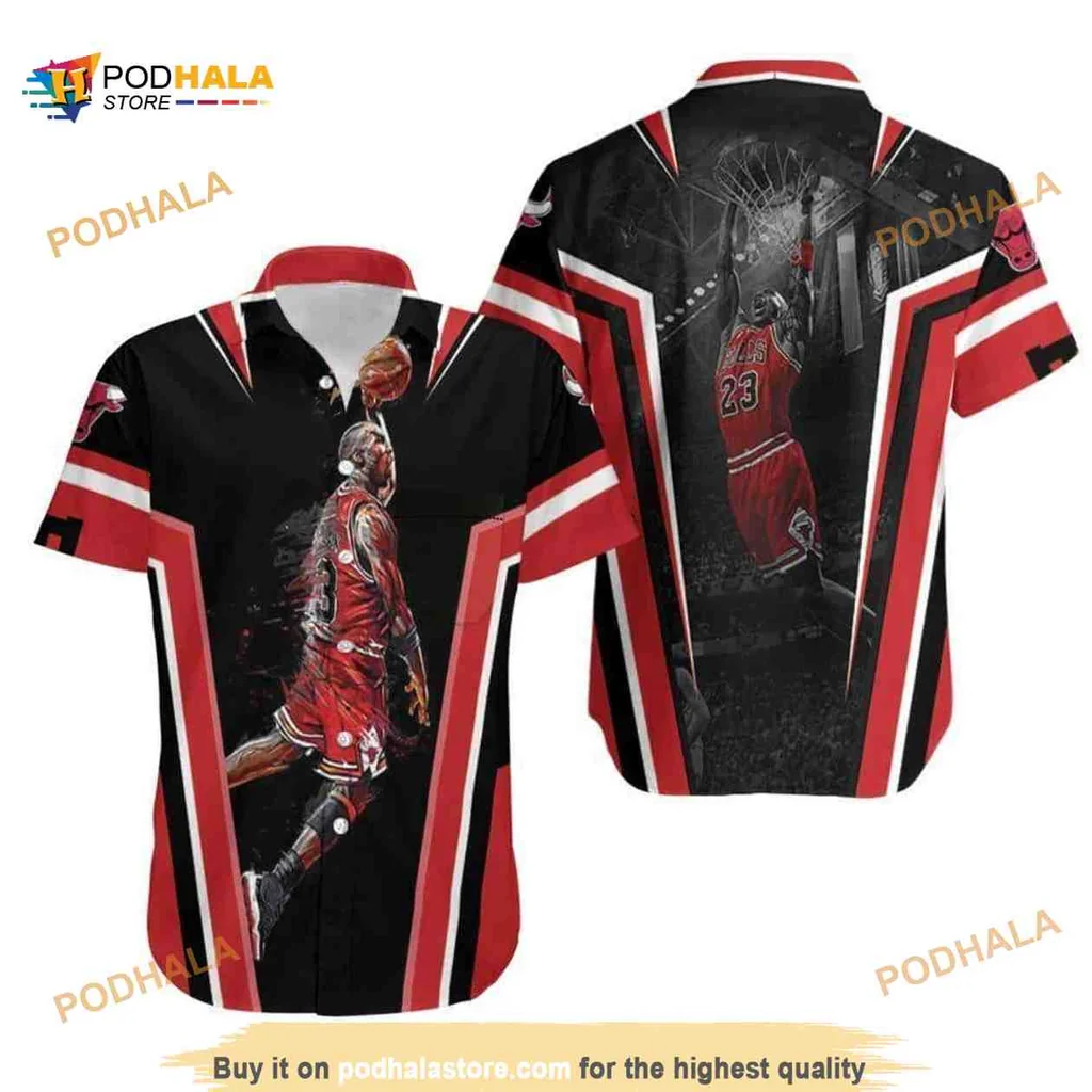 Chicago Bulls Basketball Aloha Shirt Featuring Michael Jordan