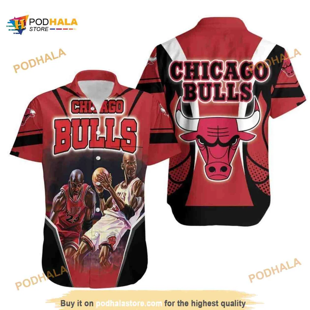 Chicago Bulls Basketball Fan Aloha Shirt Featuring Michael Jordan