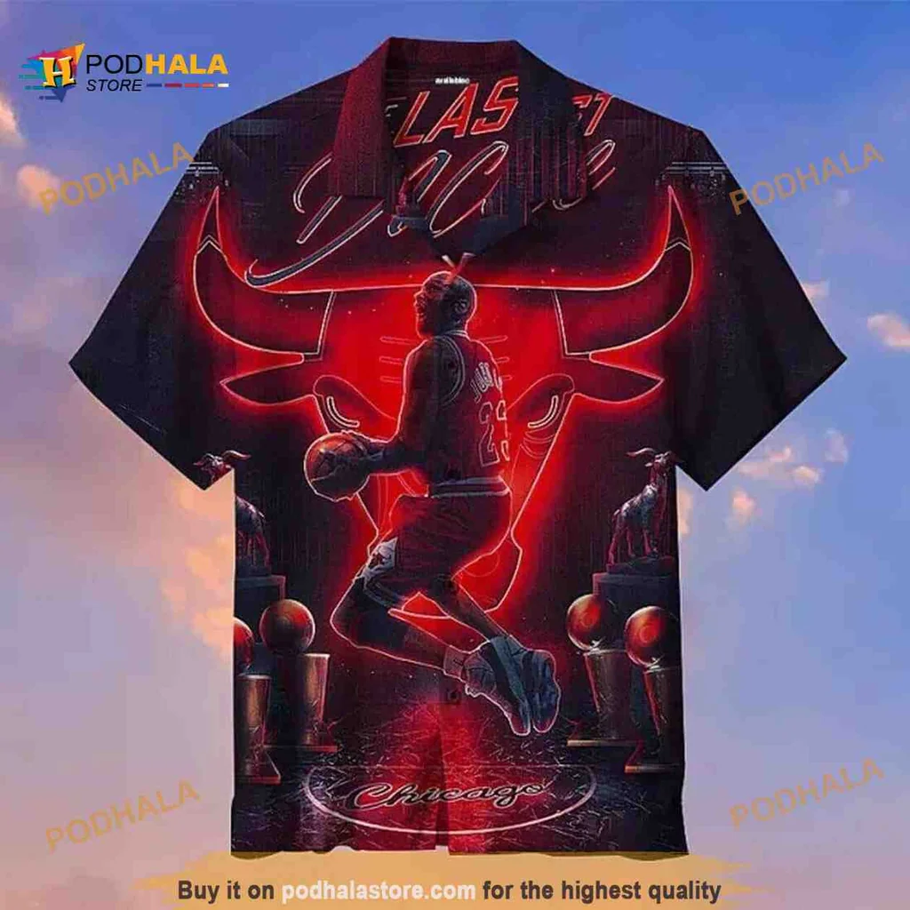 Chicago Bulls Basketball Hawaiian Shirt Featuring Slam Dunk Design
