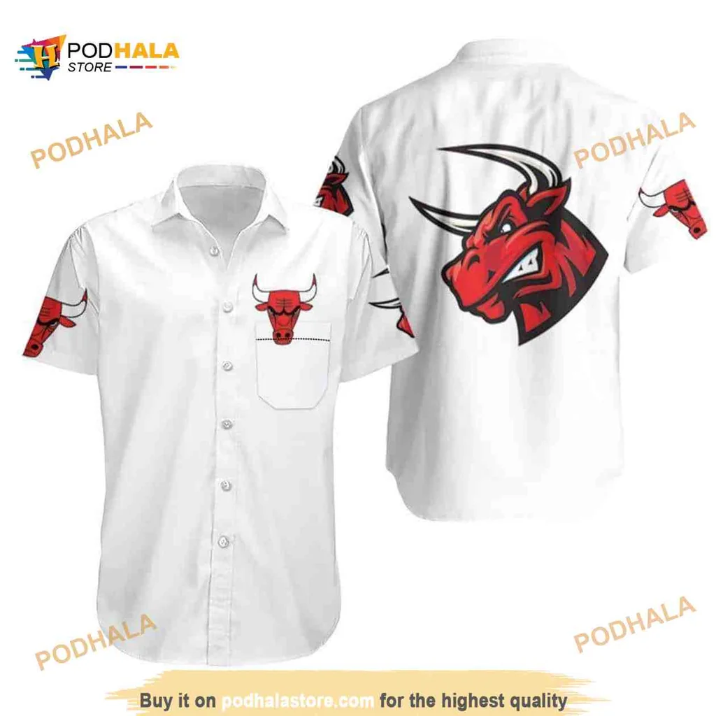 Chicago Bulls Funny Hawaiian Shirt Featuring Fierce Red Bull Design