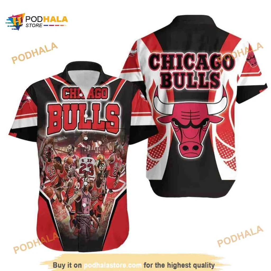 Chicago Bulls Hawaiian Shirt Featuring Iconic Team Logo And Players