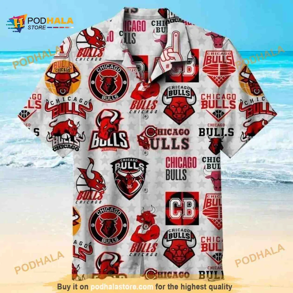 Chicago Bulls Hawaiian Shirt With Bold Logo Design For Basketball Fans