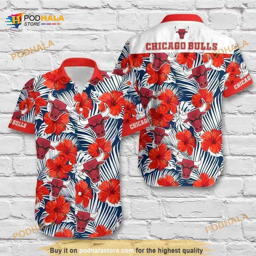 Chicago Bulls Hibiscus Aloha Shirt With Tropical Floral Design