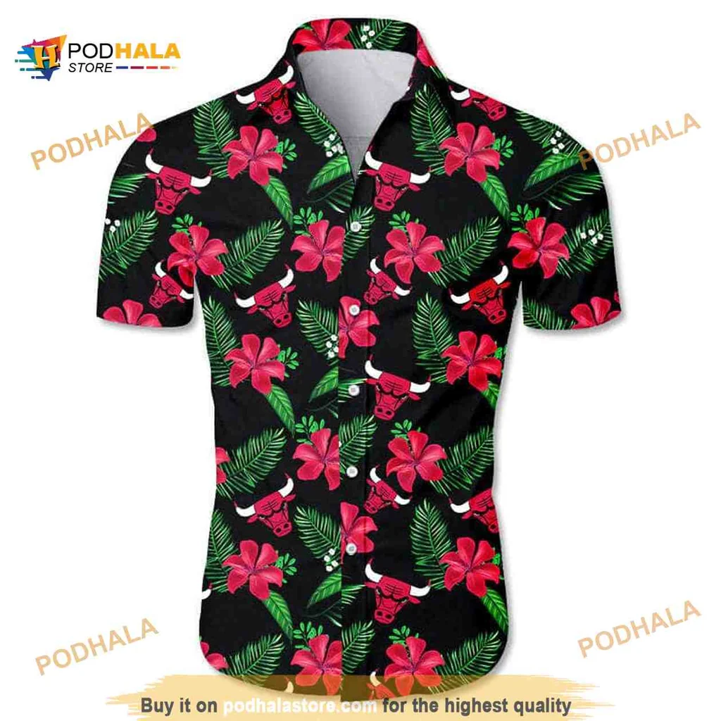 Chicago Bulls Hibiscus Aloha Shirt With Tropical Floral Design