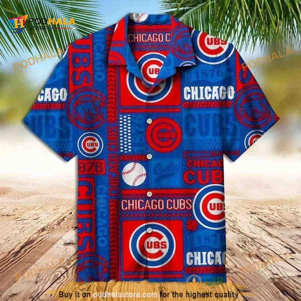 Chicago Cubs Aloha Shirt With Bold Red And Blue Design For Fans
