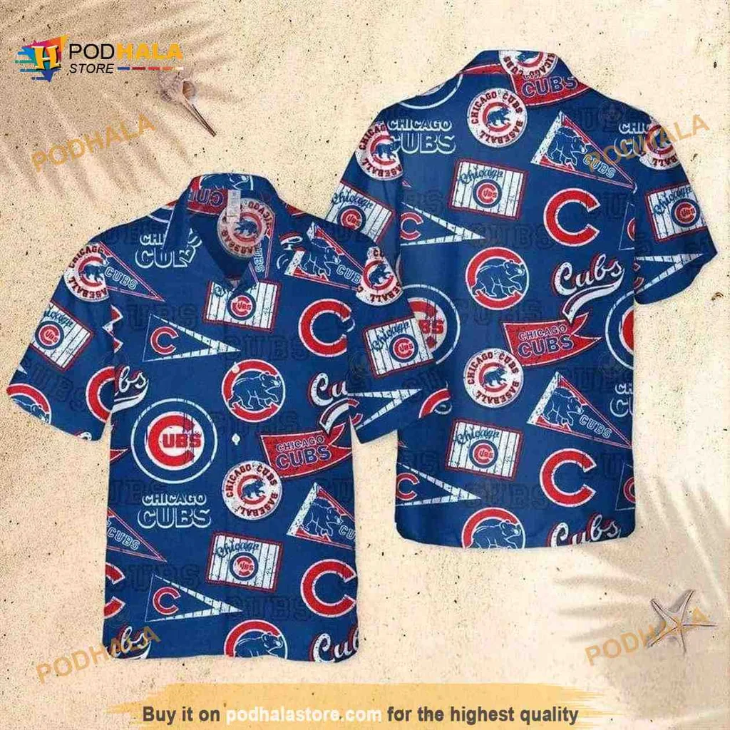 Chicago Cubs Aloha Shirt With Vibrant Team Logos And Colors