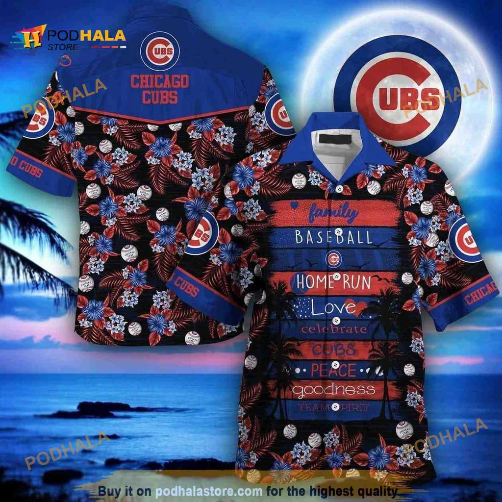 Chicago Cubs Family Aloha Shirt, Celebrate Team Spirit With Tropical Vibes